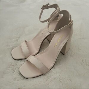 Madden Girl Beige White Block Heel Sandals
